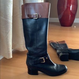 womens’s black and brown leather boots